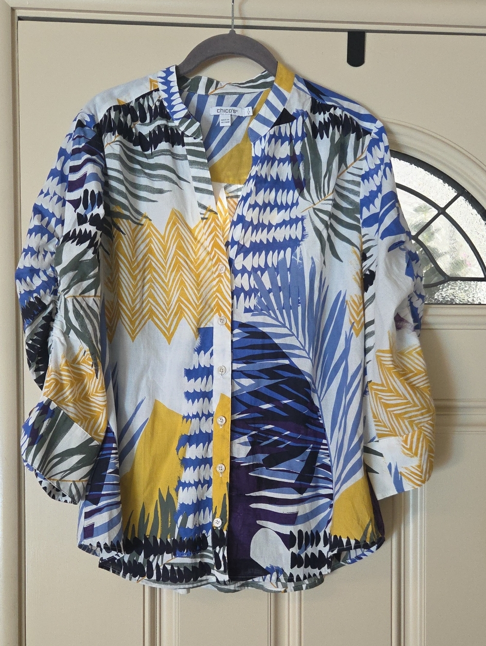 Chico's Multicolor Tropical Print Button-Front Shirt